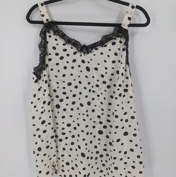 NWT BAR III Polka Dot Lace Trim Tank - Picture 1 of 7